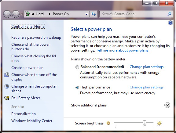 Open Change Plan Settings